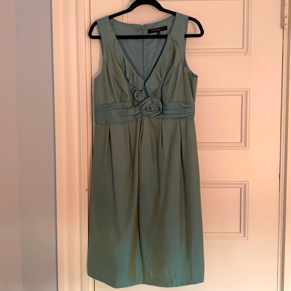 Dual color blue green party dress